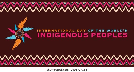 International Day of the World's Indigenous Peoples. 9th August worlds indigenous peoples day celebration cover banner with tribal village Pattern. The day is to raise awareness for their protection