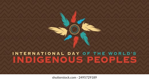 International Day of the World's Indigenous Peoples. 9th August worlds indigenous peoples day celebration cover banner with tribal village Pattern. The day is to raise awareness for their protection