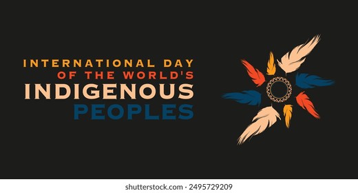 International Day of the World's Indigenous Peoples. 9th August worlds indigenous peoples day celebration cover banner with tribal village Pattern. The day is to raise awareness for their protection