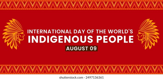 International Day of the World's Indigenous Peoples on August 9, to raise awareness and protect the rights of the indigenous population. vector illustration