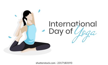 International Day of Yoga Background Wallpaper with flat illustration of a woman doing yoga pose. Suitable to place on content with that theme. Vector file every object is on separated layer
