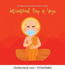 International day of yoga celebrate with safety from covid 19 banner design.