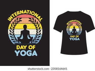 INTERNATIONAL DAY OF YOGA- YOGA VECTOR RETRO VINTAGE T-SHIRT DESIGN.