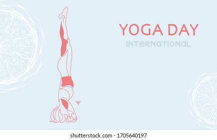 International Day of Yoga,continuous line drawing of women fitness yoga concept vector health illustration