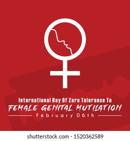 International Day Of Zero Tolerance To Female Genital Mutilation With Woman Face On Female Icon