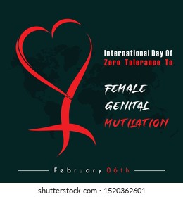 International Day Of Zero Tolerance To Female Genital Mutilation With Love Shape Female Icon