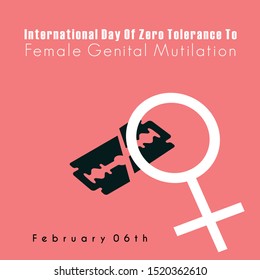 International Day Of Zero Tolerance To Female Genital Mutilation, Female Icon And Razor Blade Crashed