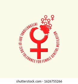 International Day Of Zero Tolerance For Female Genital Mutilation Vector Design With Flying Female Icon