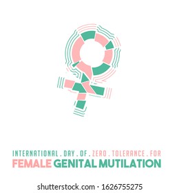 International Day Of Zero Tolerance For Female Genital Mutilation Vector Design With Broken Female Icon