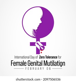 International Day of Zero Tolerance for Female Genital Mutilation (FGM) is observed every year on February 6, Vector illustration