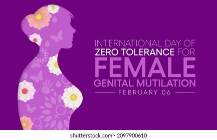 International Day of Zero Tolerance for Female Genital Mutilation (FGM) is observed every year on February 6, Vector illustration