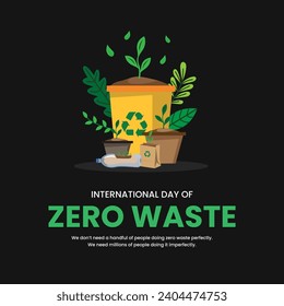 International Day of zero waste, banner, poster, social media post, vector illustration, World Weather Day, awareness, 30 March, observance, international, typography, web banner, brochure, flyer