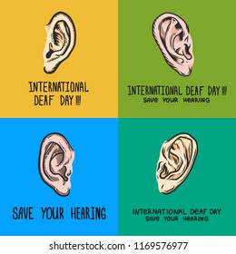 International deaf day banner set. Hand drawn illustration of international deaf day vector banner set for web design