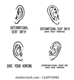 International deaf day banner set. Hand drawn illustration of international deaf day vector banner set isolated for web design