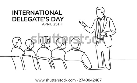 International delegates day april 25 illustration business conference leadership meeting line art vector banner design