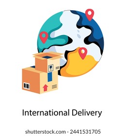 International delivery flat icon, editable design 