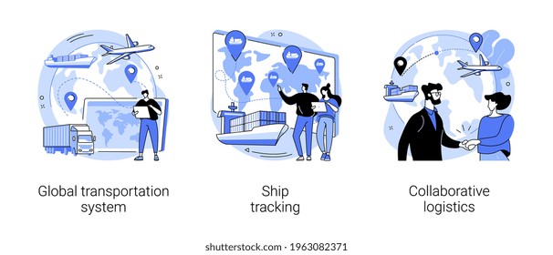 International delivery service abstract concept vector illustrations.