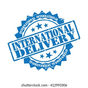 international delivery stamp on a white, vector illustration