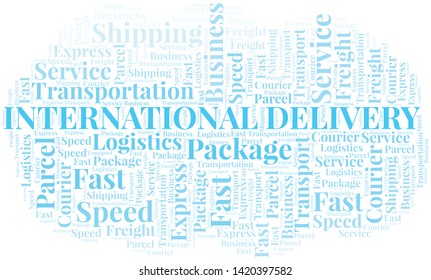International Delivery word cloud. Wordcloud made with text only.