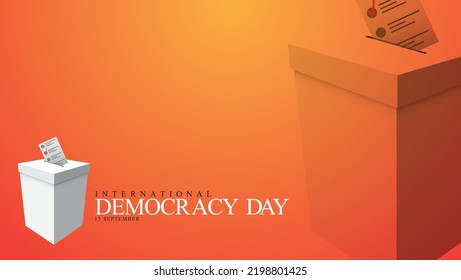 International Democracy Day background. abstract. voting box design in vector format and yellow and orange background colors. and also can write your text on the side. suitable for banners, background