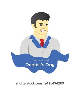 International Dentists day simple vector illustration. Smiling dentist background, banner, poster for dentists day celebration. Happy Dentist's Day Logo Vector Template Design.