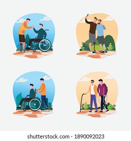 international disability day vector set collection