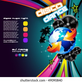 International Disco Event Background with Musical Design elements