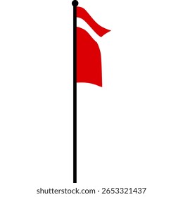 International Diver Down Flag. Red and White Scuba Diving Safety Signal on Pole Icon.