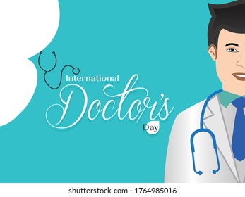 Día Internacional de los Médicos Diseño Creativo con postura de médico