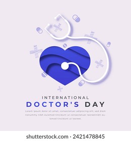 International Doctor's Day Paper cut style Vector Design Illustration for Background, Poster, Banner, Advertising, Greeting Card