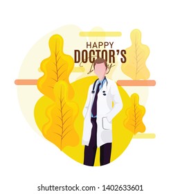 International Doctors Day-Vector Illustration Of Doctor.Greeting Card In A Flat Design. Happy Doctor`s Day. - Vector