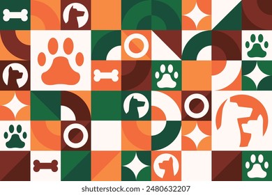 International Dog Day. August 26. Seamless geometric pattern. Template for background, banner, card, poster. Vector EPS10 illustration