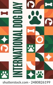 International Dog Day. August 26. Holiday concept. Template for background, banner, card, poster with text inscription. Vector EPS10 illustration