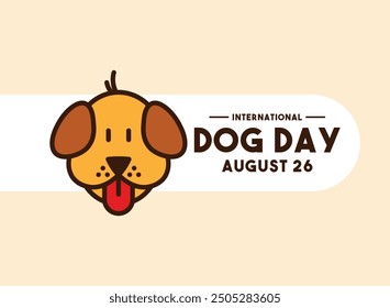 International Dog Day. August 26. Cute face dog with tongue out. Flat design vector. Eps 10.