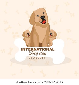 International Dog Day, celebrated on August 26. cute dog hand drawn flat illustration. Vector illustration design.