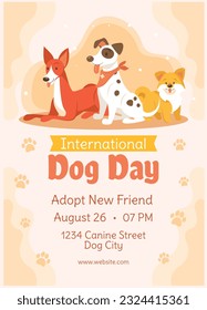 International Dog Day celebration. international dog day background. world dog day. August 26. Vector illustration. poster, banner, greeting card, flyer. Happy National Dog Day. sale. event, party.