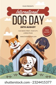 International Dog Day celebration. international dog day background. world dog day. August 26. Vector illustration. poster, banner, greeting card, flyer. Happy National Dog Day. sale. event, party.
