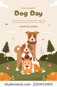 International Dog Day celebration. international dog day background. world dog day. August 26. Vector illustration. poster, banner, greeting card, flyer. Happy National Dog Day. sale. event, party.