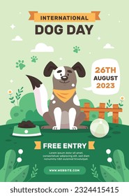 Celebración del Día Internacional del Perro. antecedentes del día internacional del perro. Día mundial del perro. 26 de agosto. Ilustración vectorial. afiche, pancarta, tarjeta de saludo, volante. Feliz Día Nacional del Perro. venta. evento, fiesta.