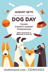 International Dog Day celebration. international dog day background. world dog day. August 26. Vector illustration. poster, banner, greeting card, flyer. Happy National Dog Day. sale. event, party.