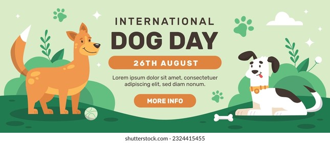 International Dog Day celebration. international dog day background. world dog day. August 26. Vector illustration. poster, banner, greeting card, flyer. Happy National Dog Day. sale. event, party.