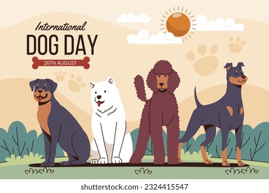 International Dog Day celebration. international dog day background. world dog day. August 26. Vector illustration. poster, banner, greeting card, flyer. Happy National Dog Day. sale. event, party.