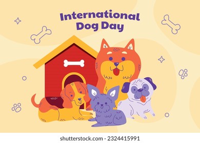 International Dog Day celebration. international dog day background. world dog day. August 26. Vector illustration. poster, banner, greeting card, flyer. Happy National Dog Day. sale. event, party.