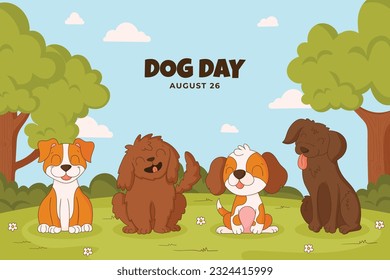 International Dog Day celebration. international dog day background. world dog day. August 26. Vector illustration. poster, banner, greeting card, flyer. Happy National Dog Day. sale. event, party.