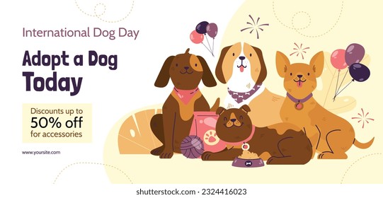 International Dog Day celebration. international dog day background. world dog day. August 26. Vector illustration. poster, banner, greeting card, flyer. Happy National Dog Day. sale. event, party.