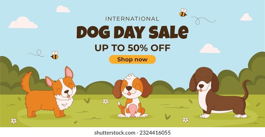 International Dog Day celebration. international dog day background. world dog day. August 26. Vector illustration. poster, banner, greeting card, flyer. Happy National Dog Day. sale. event, party.