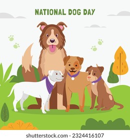 International Dog Day celebration. international dog day background. world dog day. August 26. Vector illustration. poster, banner, greeting card, flyer. Happy National Dog Day. sale. event, party.