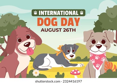 International Dog Day celebration. international dog day background. world dog day. August 26. Vector illustration. poster, banner, greeting card, flyer. Happy National Dog Day. sale. event, party.