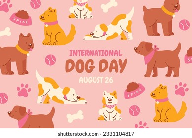 International Dog Day celebration. international dog day background. world dog day. August 26. Vector illustration. poster, banner, greeting card, flyer. Happy National Dog Day. sale. event, party.