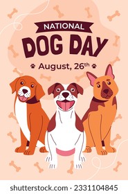 International Dog Day celebration. international dog day background. world dog day. August 26. Vector illustration. poster, banner, greeting card, flyer. Happy National Dog Day. sale. event, party.